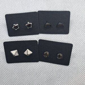 4 Pairs of Stud Earrings- Stars, Moons, Pyramids, Love Knot